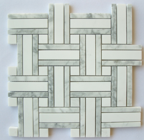Ariston / Carrara White Modern Basketweave Polished Mosaic