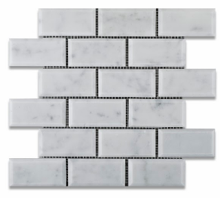 Italian Bianco Carrara Bevel Polished 2x4 Subway Mosaic