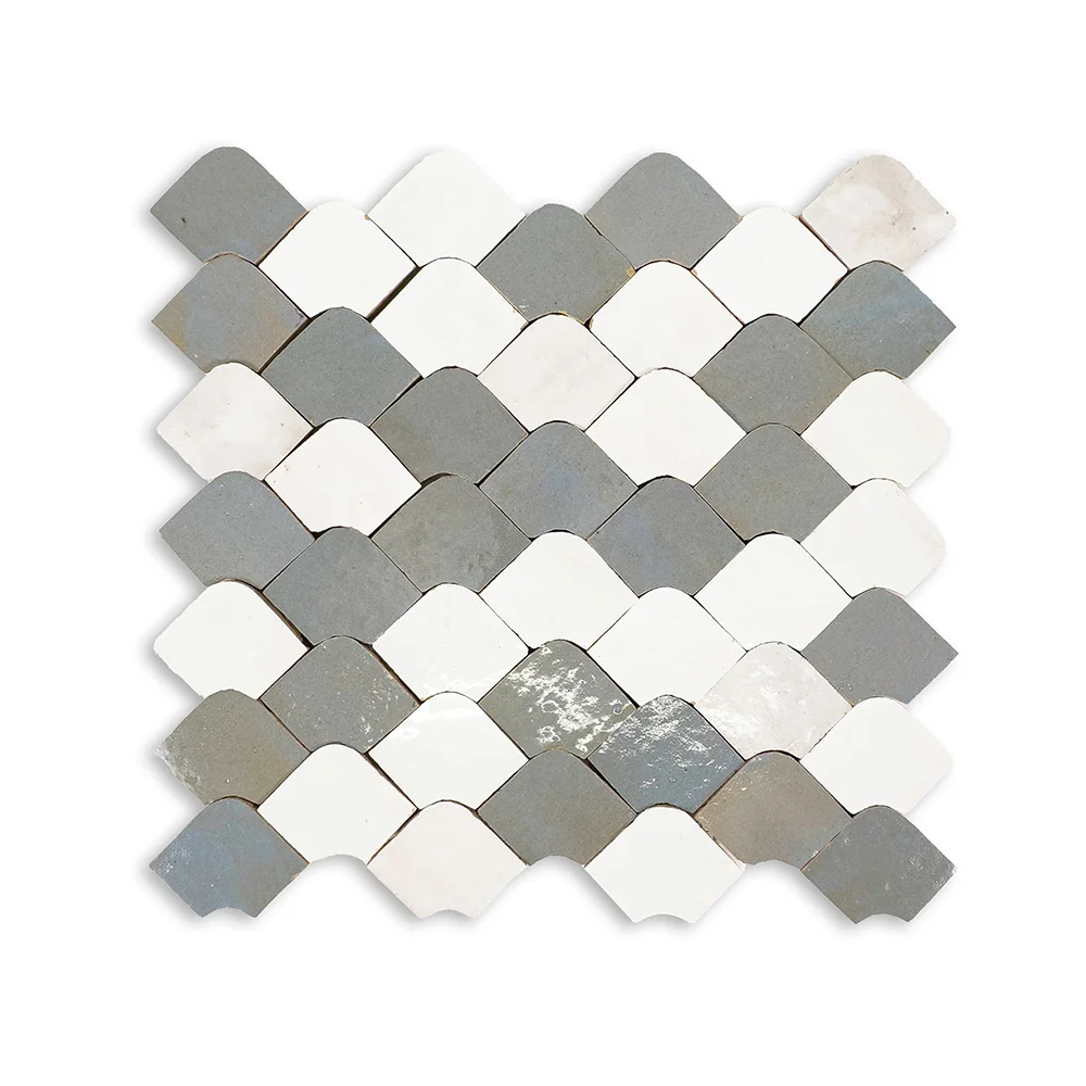 Zellige Classique Atlas White/Blanc/Gris Perle Chouari
