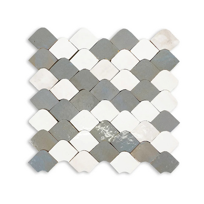 Zellige Classique Atlas White/Blanc/Gris Perle Chouari