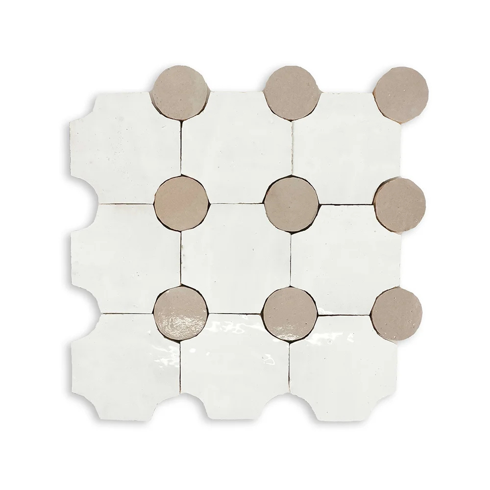 Zellige Classique Atlas White/Sahara Rose Tapis