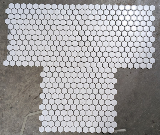Satin White Small Hexagon Mosaic