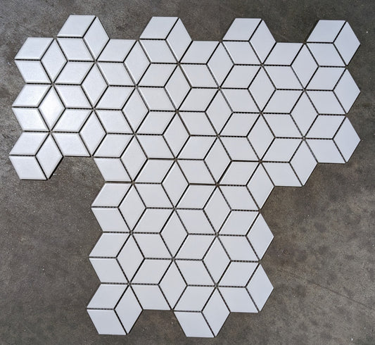 Rhombus Matte White Mosaic