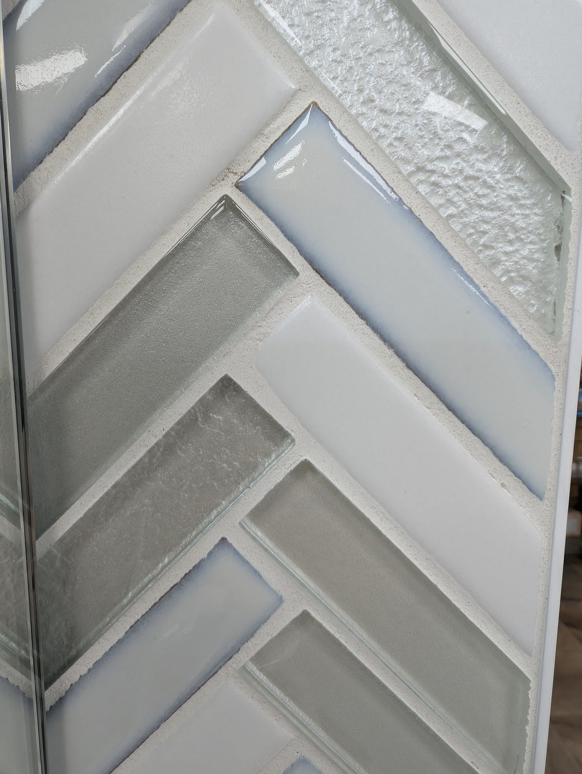 Intermatex Whites herringbone mosaic closeout
