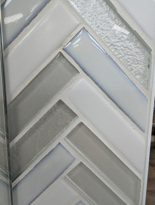 Intermatex Whites herringbone mosaic closeout
