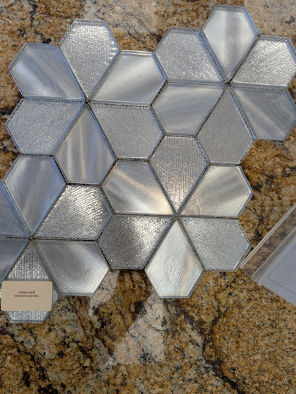 Intermatex Silver Flowery glass mosaic closeout
