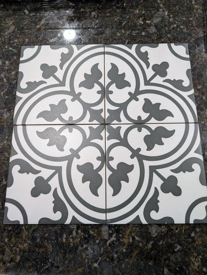 8X8 CASABLANCA PORCELIAN B/W SPECIAL BUY