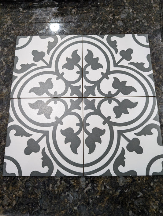 8X8 CASABLANCA PORCELIAN B/W SPECIAL BUY
