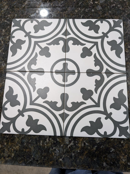 8X8 CASABLANCA PORCELIAN B/W SPECIAL BUY
