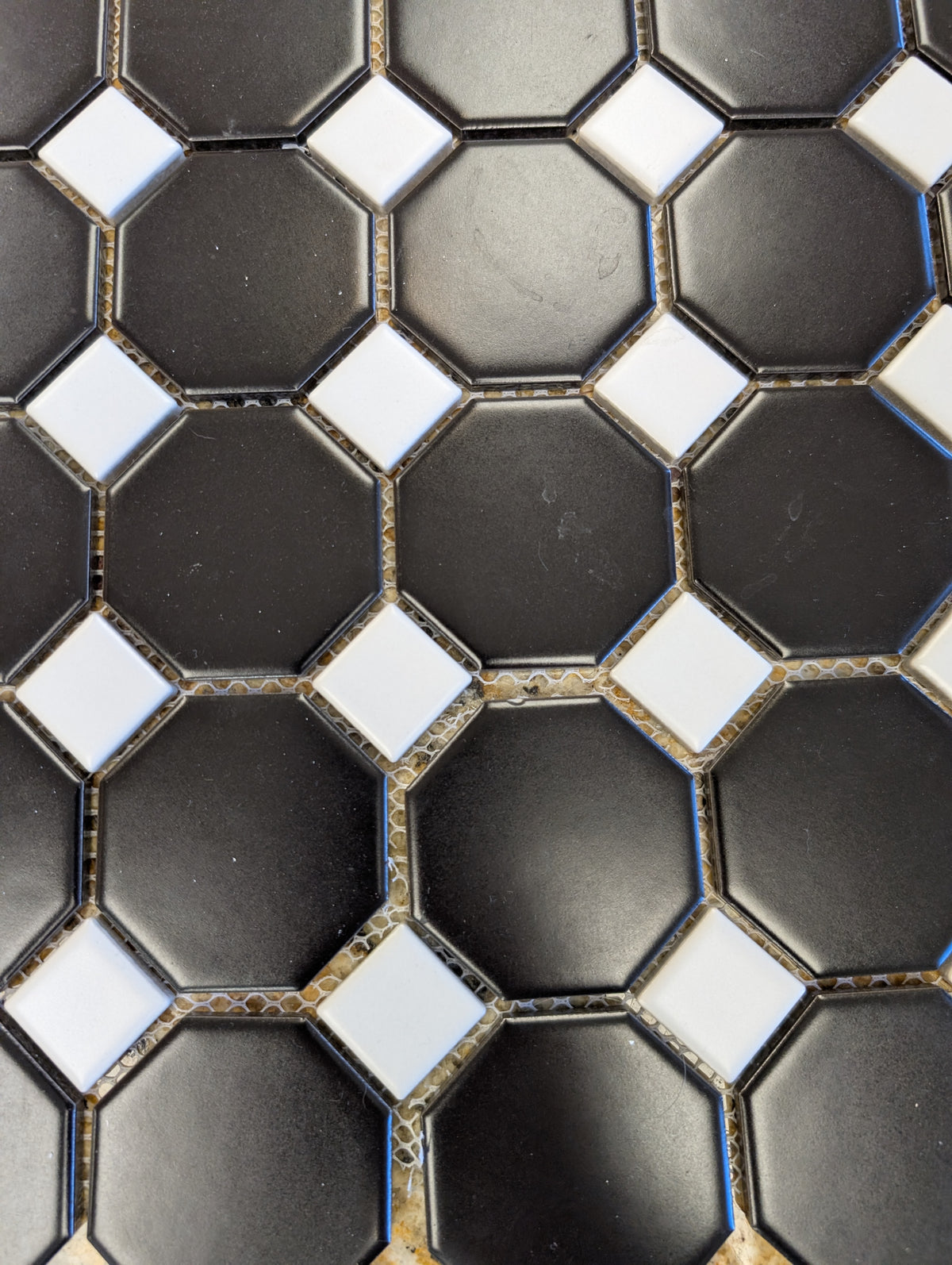 Intermatex Black Octagon with white dot mosaic closeout