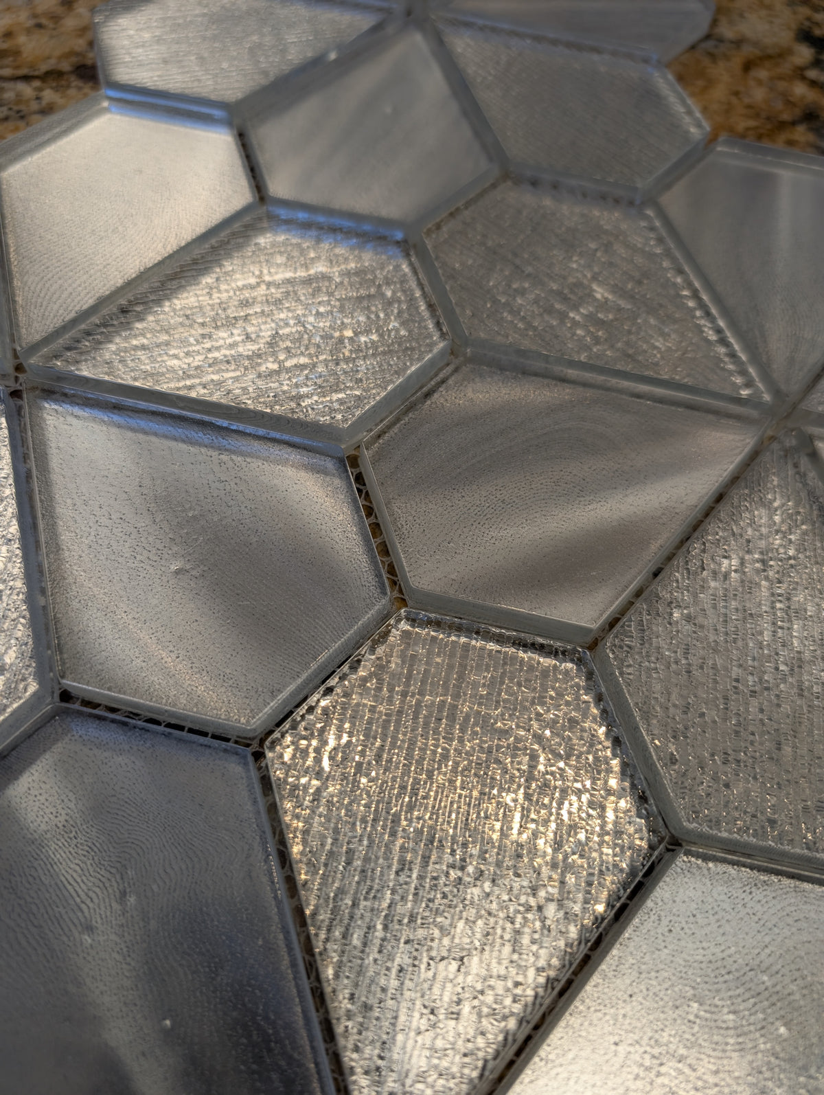 Intermatex Silver Flowery glass mosaic closeout
