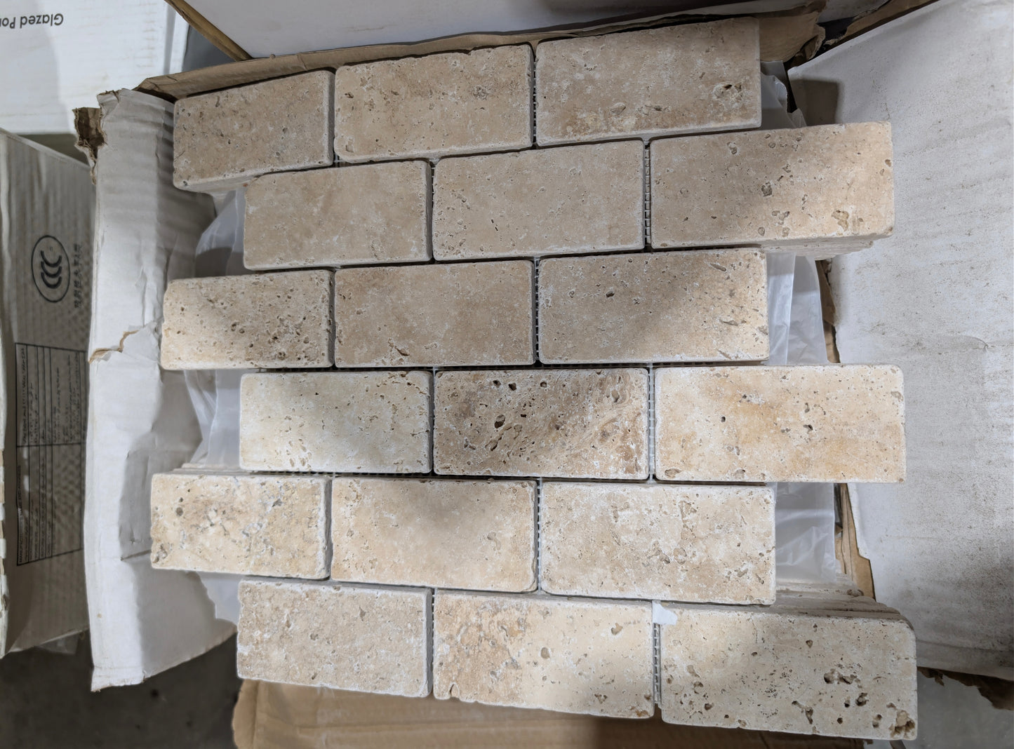 Noce Travertine Brick Mosaic