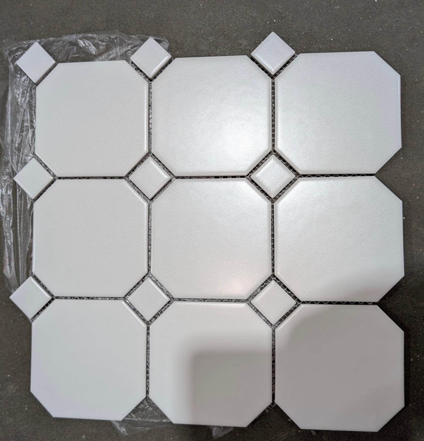White Octagon with White Dot 4 in