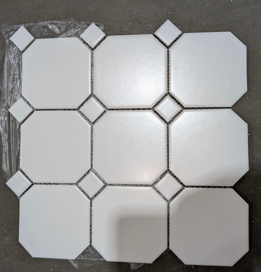 White Octagon with White Dot 4 in