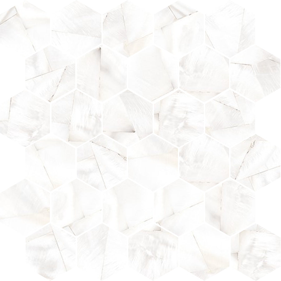 Alabastro Bianco Deco Hexagon Mosaic