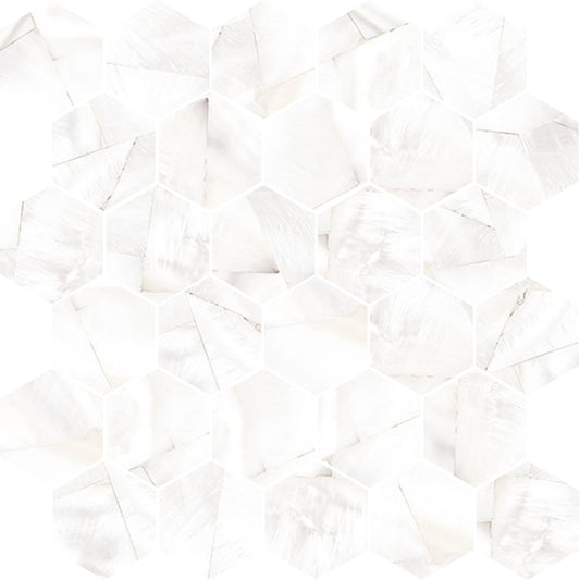 Alabastro Bianco Deco Hexagon Mosaic