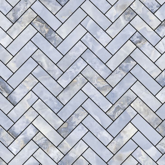 Artistry Gomed Blue Herringbone Mosaic