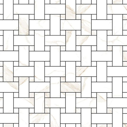 Artistry Statuario Beige Basketweave Mosaic