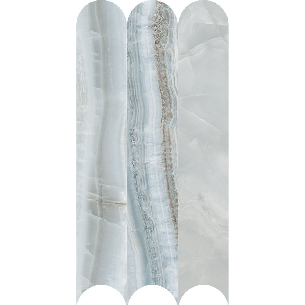 Aura Vein Cut Azul 4X24 Arch Mosaic