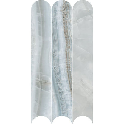 Aura Vein Cut Azul 4X24 Arch Mosaic