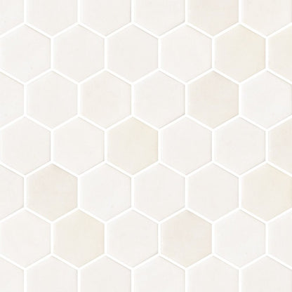 Ember Silica White 2in. Hexagon Mosaic