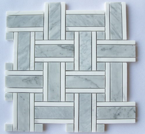 Ariston / Carrara White Modern Basketweave Polished Mosaic #2