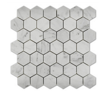 Italian Bianco Carrara Hexagon Marble Polished Mosaic