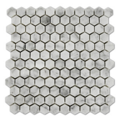 Italian Bianco Carrara Hexagon Marble Polished Mosaic