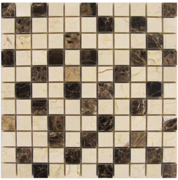 Crema Marfil / Emperador Dark Polished 1x1 Mix Mosaic