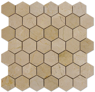 Crema Marfil Polished 2in Hexagon Mosaic