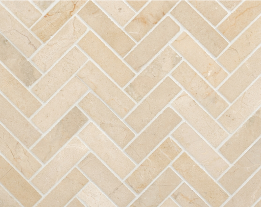 Crema Marfil Herringbone Polished Mosaic