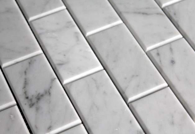 Italian Bianco Carrara Bevel Polished 2x4 Subway Mosaic