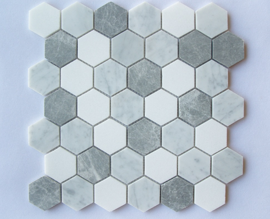 Glacier Hexagon Blend Mixed Thassos / Carrara / Bardiglio